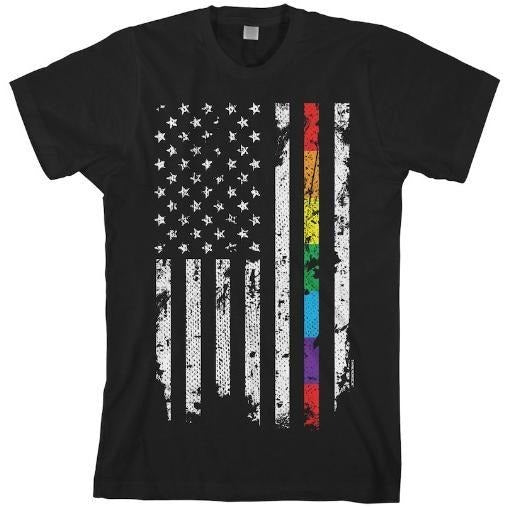 Gay Pride Rainbow American Flag Men's T-shirt made in usa Hoodie, Sweatshirt | UrbanDripWear.com