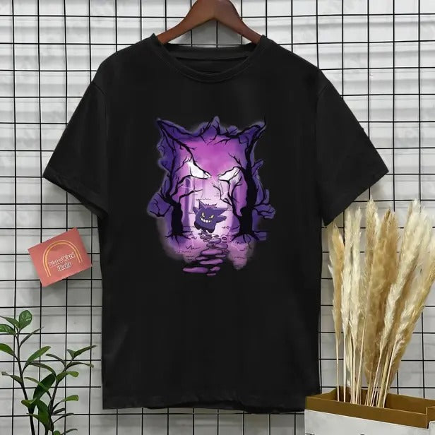 Gengar T-Shirt, Halloween Shirt Japanese Cartoon Art Shirt Shirt Gifts For Men Women Hoodie, Sweatshirt | UrbanDripWear.com
