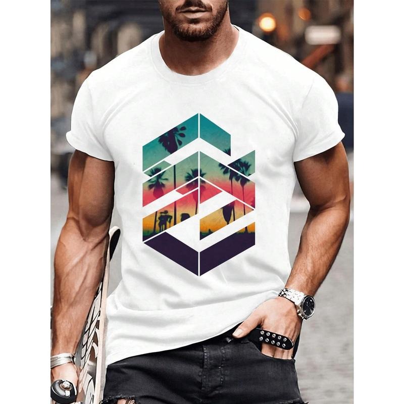 Geometric Sunset Beach Men's T-Shirt Made in USA Hoodie, Sweatshirt | UrbanDripWear.com