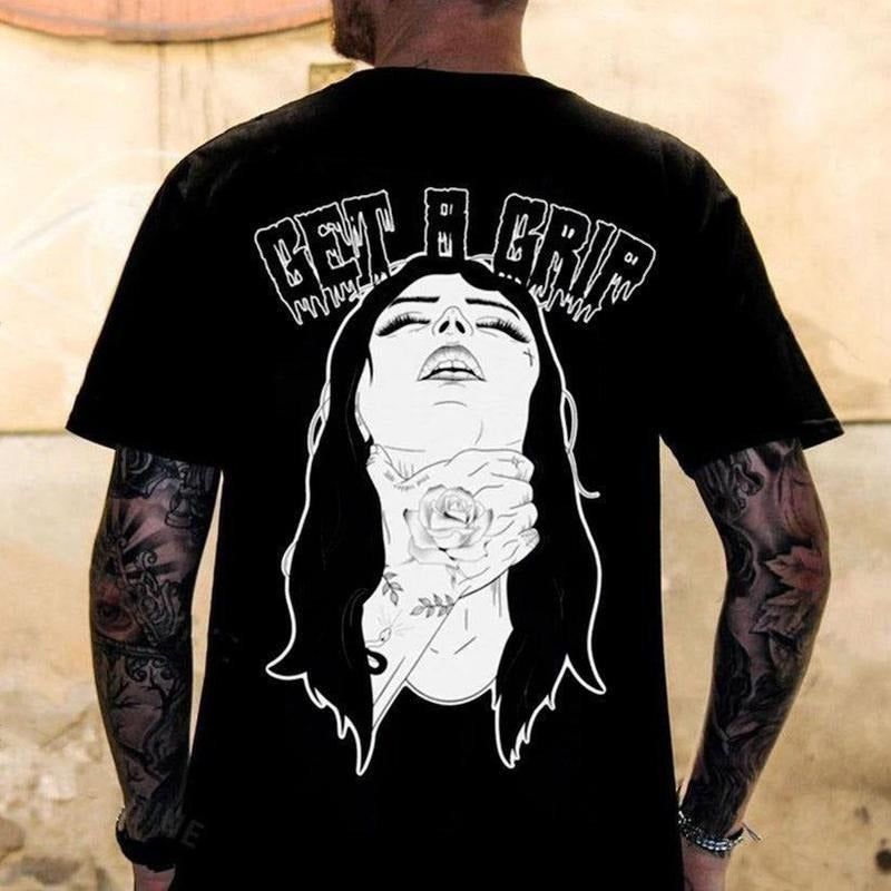 Get A Grip Girl Tshirt Streetwear Style Retro Vintage Y2k Men Graphic Tees Casual Unisex Crewneck Top Hoodie, Sweatshirt