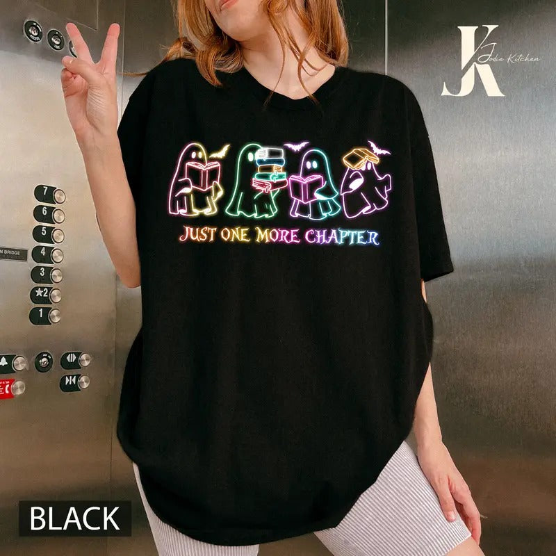 Ghost Book Neon Shirt, Halloween Book T-Shirt, Halloween Neon Shirt, Bookish Ghost Sweatshirt, Book Ghosts Shirt, Ghost...