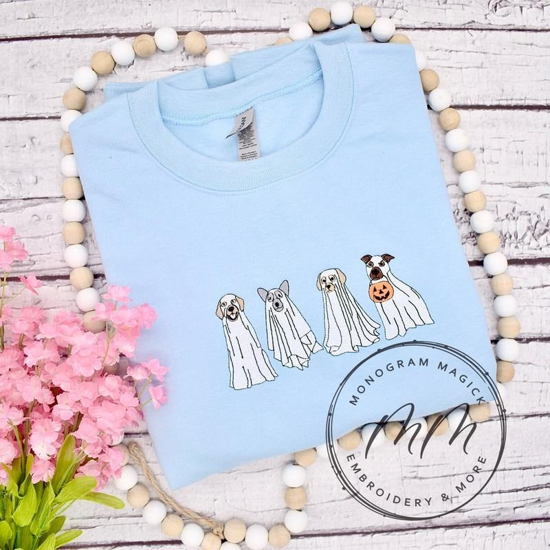 Ghost Dogs Sweatshirt, Embroidered Ghost Sweatshirt T-Shirts, Hoodie | UrbanDripWear.com