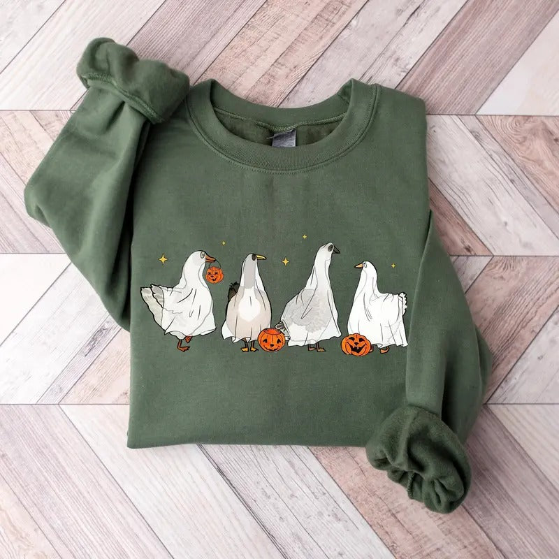 Ghost Ducks Sweatshirt, Halloween Ghost Ducks Sweatshirt, Spooky Ducks Halloween Gift Shirt  Duck Lovers Halloween...