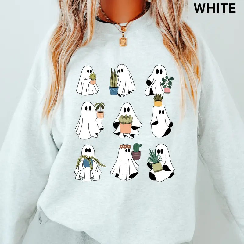 Ghost Plant Lady Sweatshirt, Ghoul and her Plants Sweatshirt, Plant Lover Gift, Halloween Ghost Sweatshirt, Halloween...