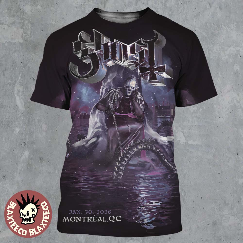 Ghost Skeletour 2026 Montreal Quebec Venue Exclusive Art At Centre Bell On January 30 2026 All Over Print Shirt