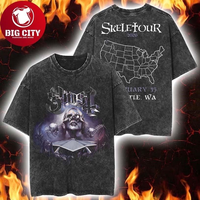 Ghost Skeletour 2026 Seattle Ritual Exclusive At Climate Pledge Arena On February 15 2026 Vintage Two Sided Shirt