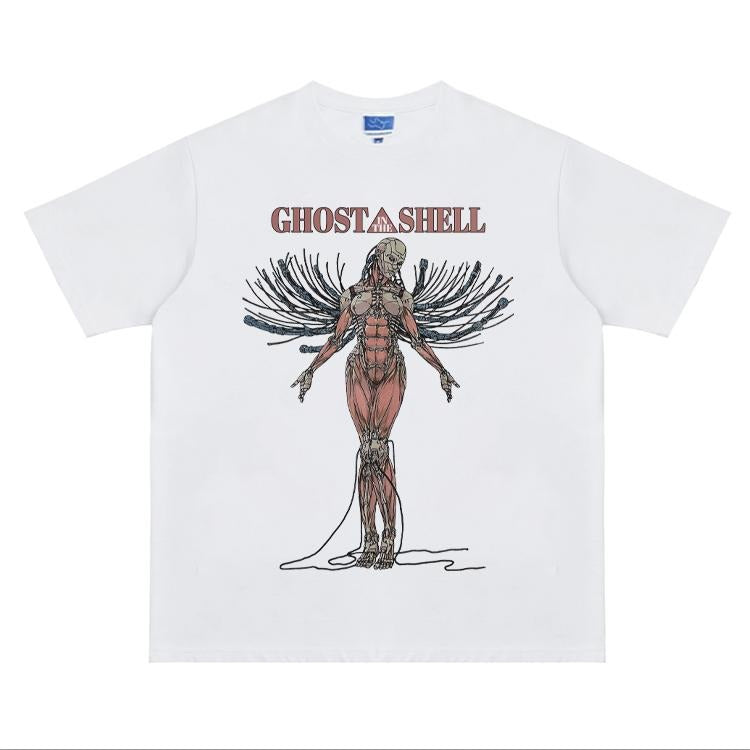 Ghost in the Shell "Motoko Kusanagi" Heavyweight Vintage Tee 100% Cotton OVERSIZED Anime T-shirt Menswear Top Crew Necks...