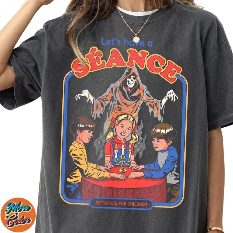 Ghosts Retro Movie Let's Have A Séance Activities For Children Shirts, Cotton Unisex T-Shirt, Crew Neck, Size S- 3XL,...