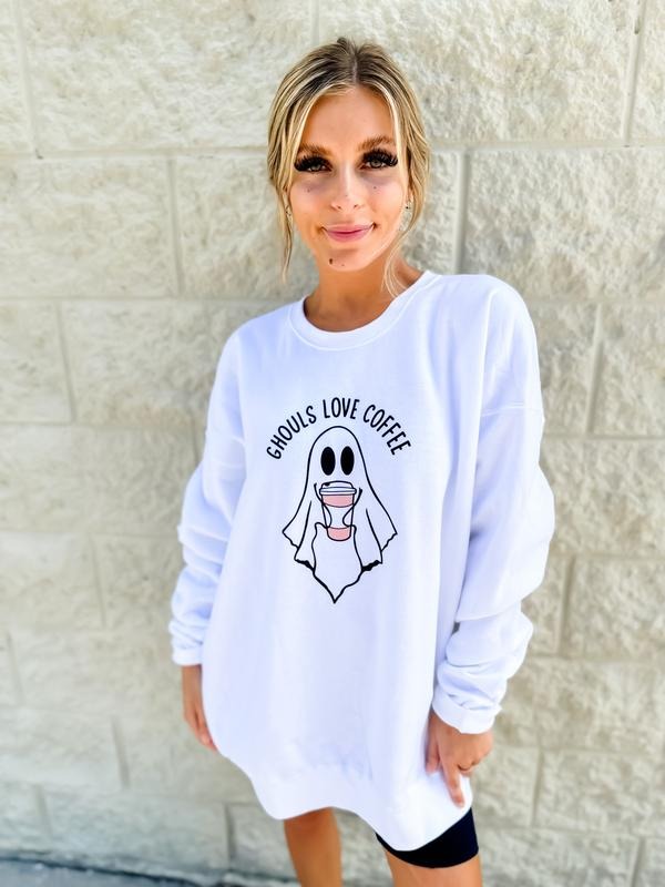 Ghouls Love Coffee Graphic Sweatshirt T-Shirts, Hoodie | UrbanDripWear.com