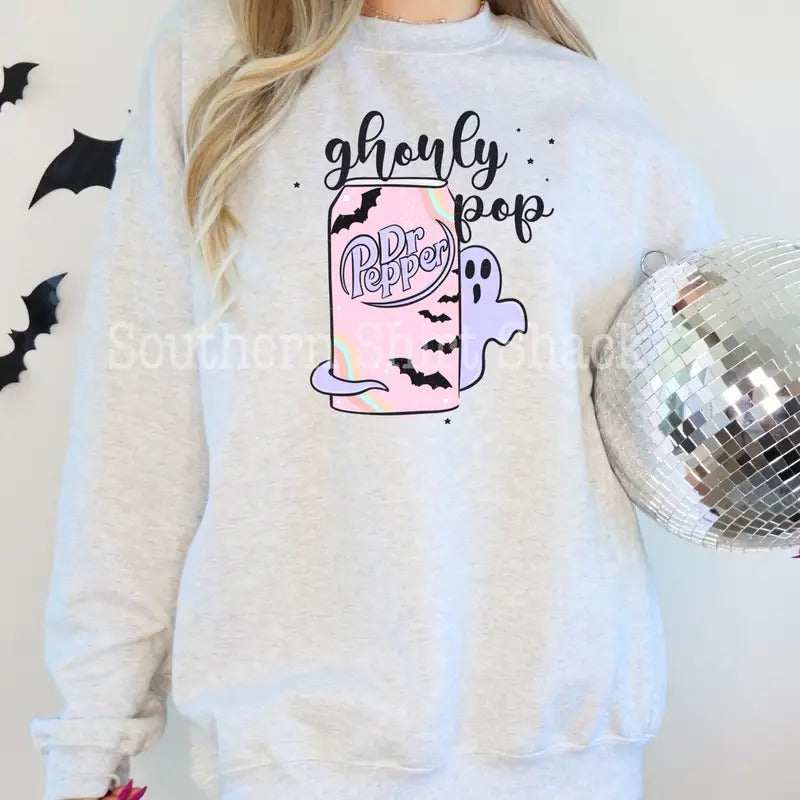 Ghouly Pop Dr. Pepper groovy Halloween sweatshirt T-Shirts, Hoodie | UrbanDripWear.com