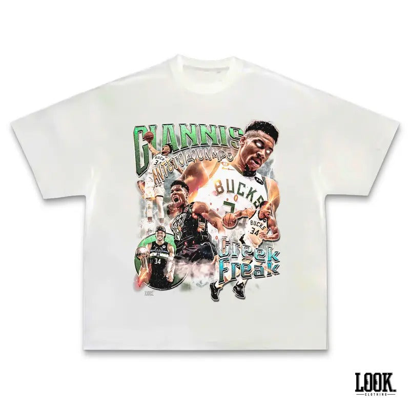 Giannis Antetokounmpo 'GreekFreak' Graphic Tee | Vintage Tee Graphic T-Shirt Sweatshirt Hoodie | Sport Tee