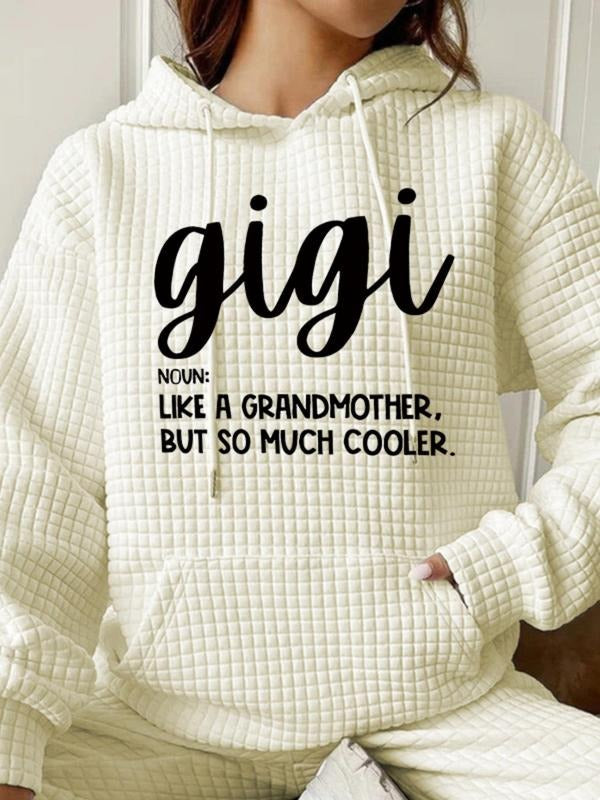Gigi Letter Print Hoodie for Women, Casual Loose-Fitting Long Sleeve Sweatshirt for Fall & Winter, Comfortable Knit...