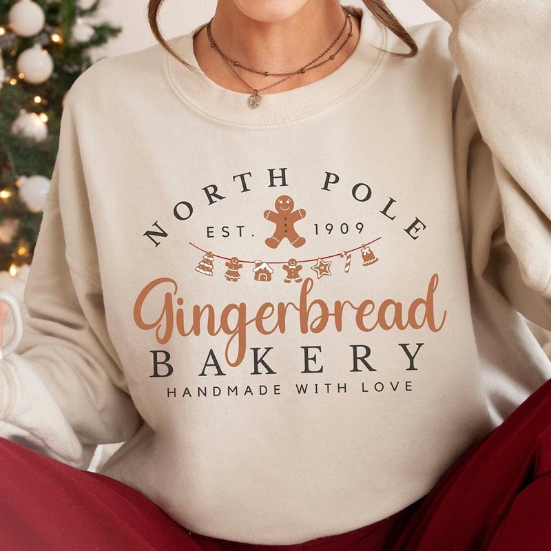 Gingerbread Bakery Christmas Crewneck Sweatshirt, Hoodie, T-shirt, Cute Christmas Gifts | UrbanDripWear.com
