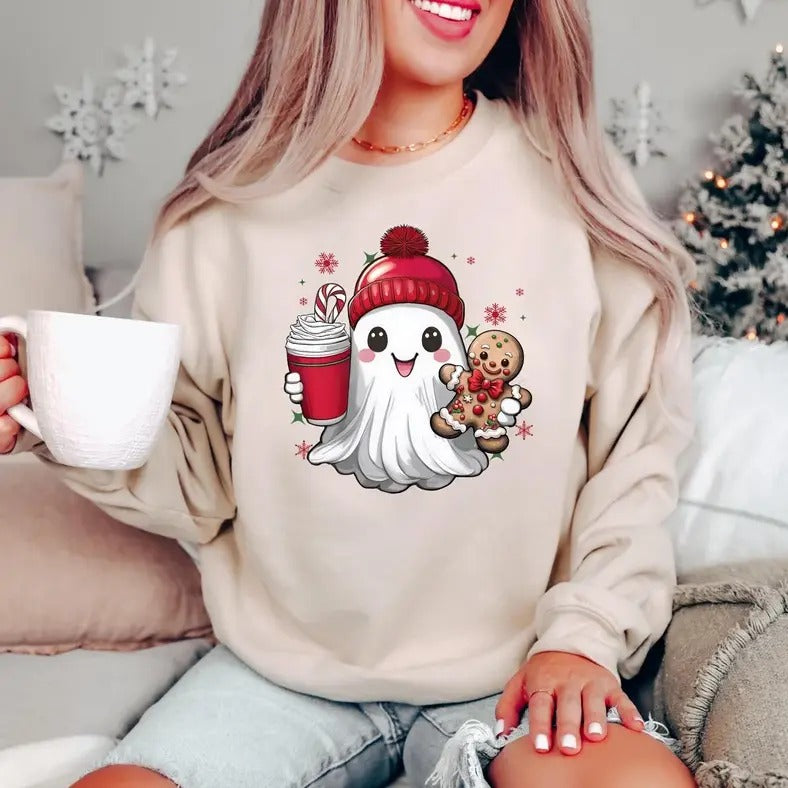 Gingerbread The Ghost, Christmas Ghost Sweatshirt, Christmas Ghosts Shirts, Funny Christmass Ghost Shirts, Christmas Boo...