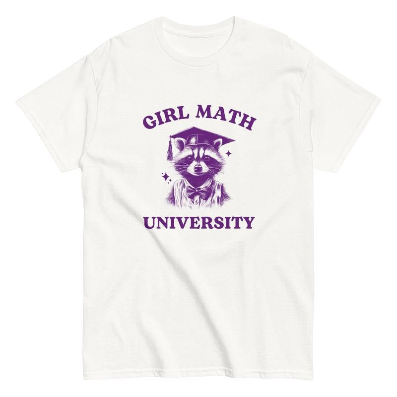 Girl Math University, Funny Raccoon Tee, Meme Tee, Trash Panda, Possum, Stupid Tee, Vintage Raccoon Girl Shirt, Unisex...