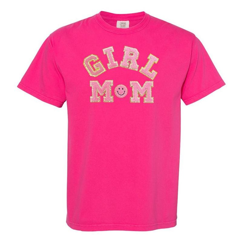 'Girl Mom' Letter Patch T-Shirt Hoodie, Sweatshirt | UrbanDripWear.com