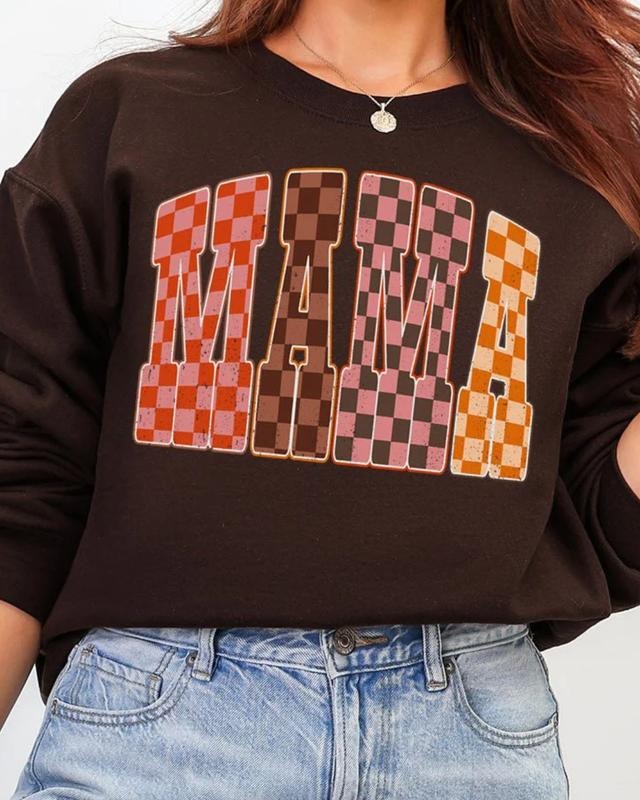 Girlie Check Mama Heavy Blend Crew Sweatshirt Casual Fleece T-Shirts, Hoodie | UrbanDripWear.com