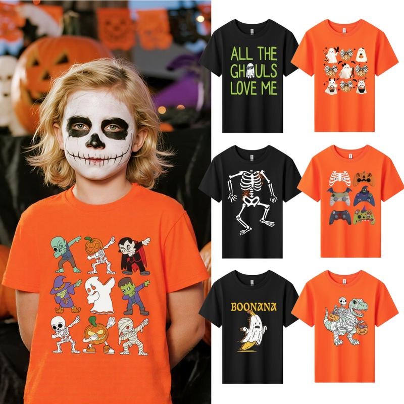 Halloween Boys/Girls Skeleton Zombie Cute Pumpkin Mummy Cotton T-Shirt Kid Halloween costume SpookySeason outfit Hoodie,...