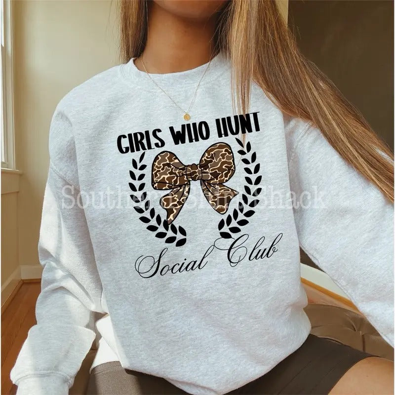 Girls who Hunt Camo Bow sweatshirt T-Shirts, Hoodie | UrbanDripWear.com