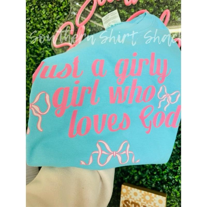 Girly who loves God t shirt |  Lagoon Blue comfort colors shirt | Hoodie, Sweatshirt | UrbanDripWear.com
