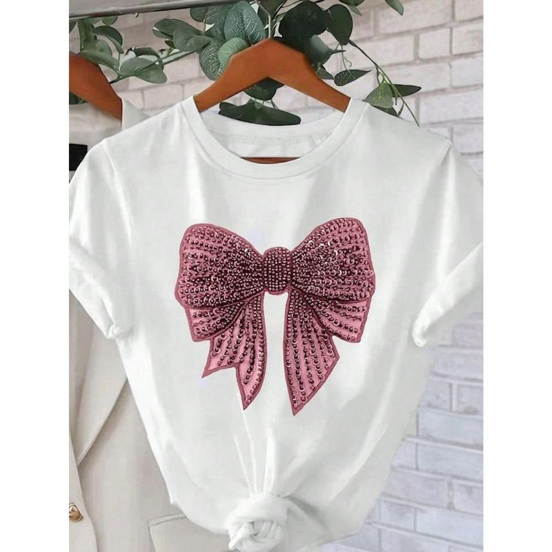 Glamorous and Chic T - Shirt: Stunning Embellished Bow Graphic for a Touch of Elegance Hoodie, Sweatshirt | UrbanDripWear.com