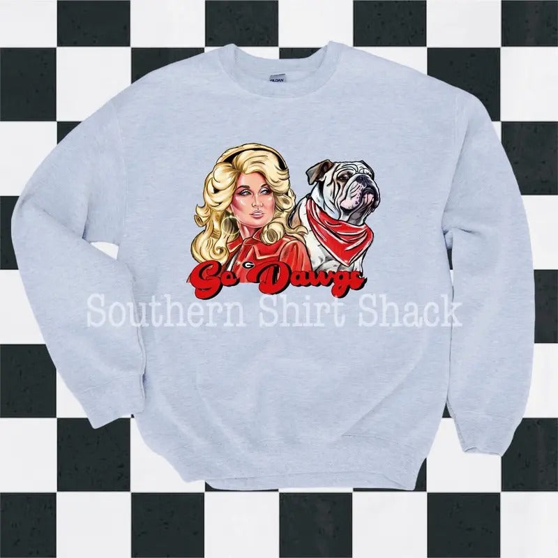 Go Dawgs Dolly Sweatshirt | Georgia Sweatshirt T-Shirts, Hoodie | UrbanDripWear.com