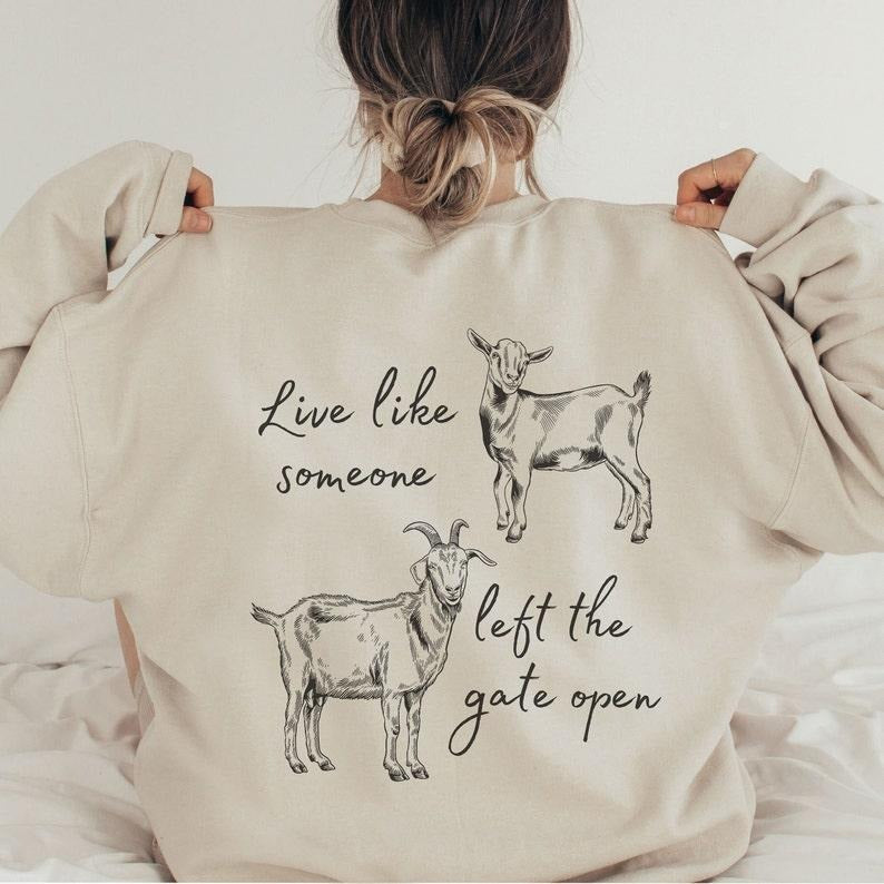 Goat Sweatshirt, Goat Lover Gift Sweater, Lovers Gift Farm Sweatshirt, Goat Crewneck Fit Womenswear T-Shirts, Hoodie