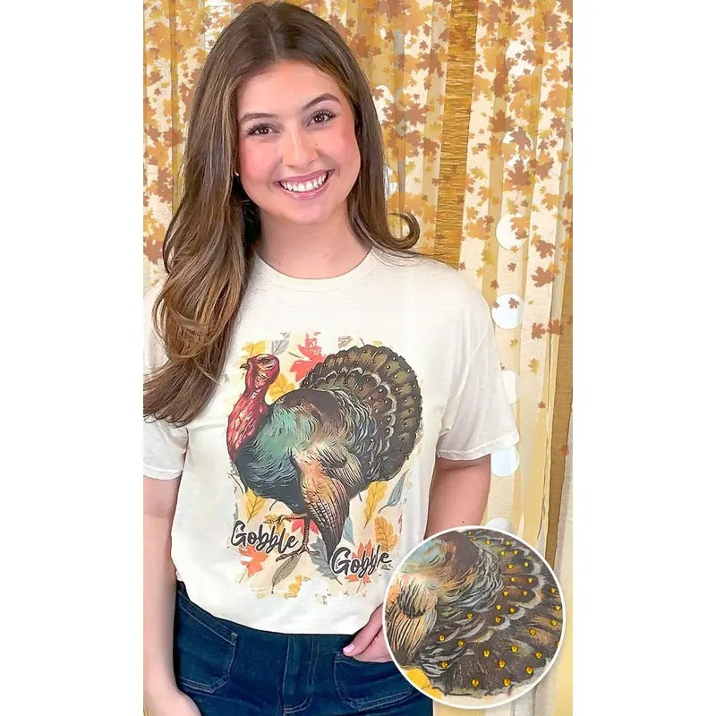 Gobble Gobble Rhinestone Graphic Shirt Hoodie, Sweatshirt | UrbanDripWear.com