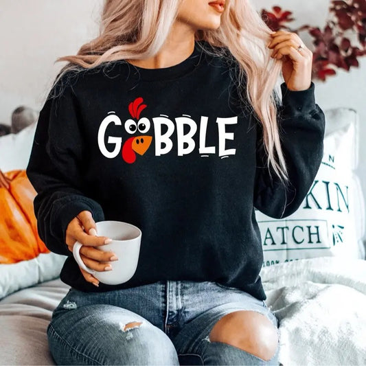 Gobble Shirt Funny Cute Turkey Face Family Thanksgiving Tee Thanksgiving Shirts for Women Mom Thanksgiving Unisexstyle{n002}2