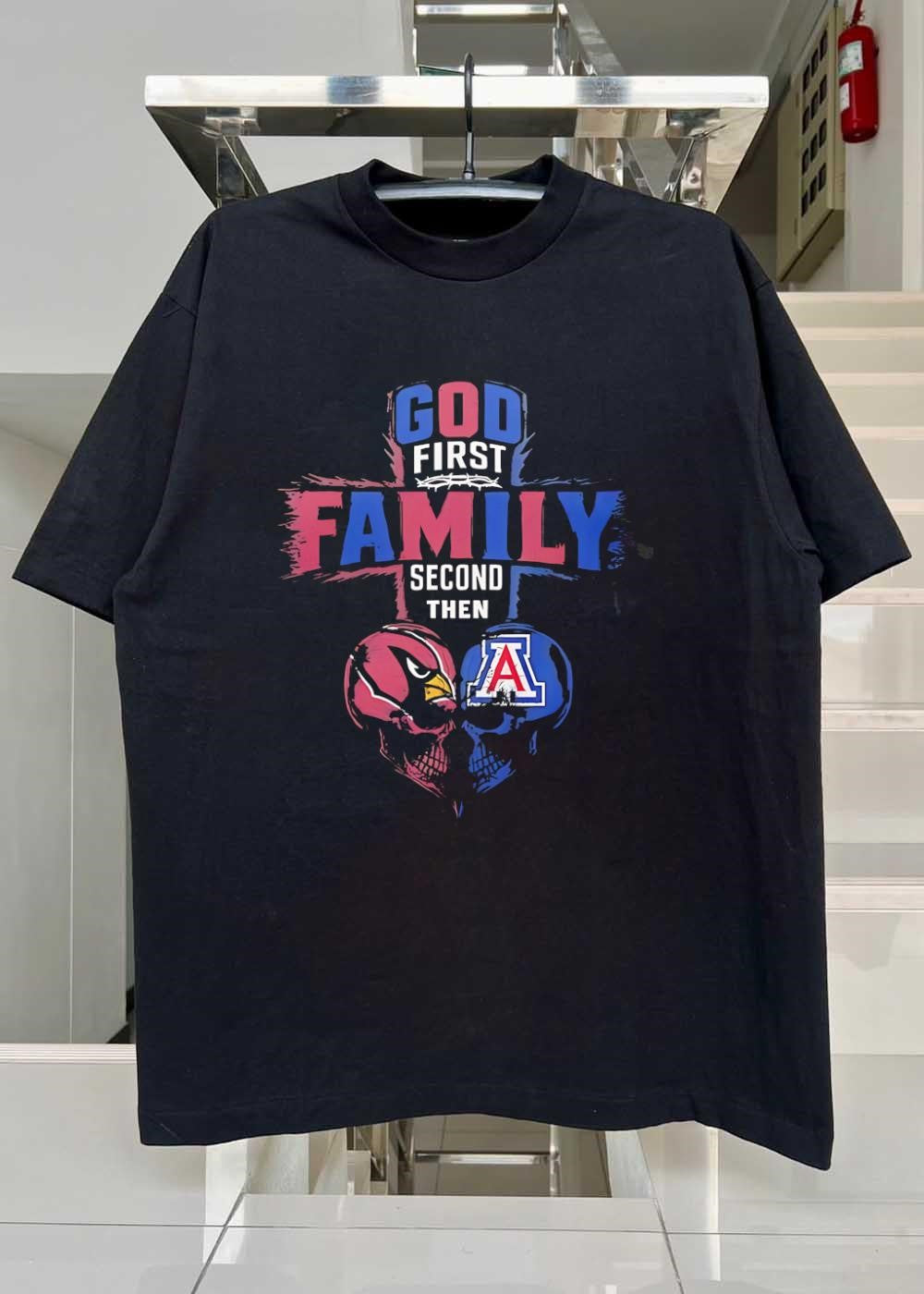 God First Family Second Then Arizona Cardinals Arizona Wildcats Skull shirt