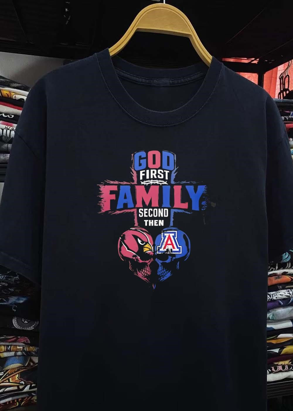 God First Family Second Then Arizona Cardinals Arizona Wildcats Skull shirt