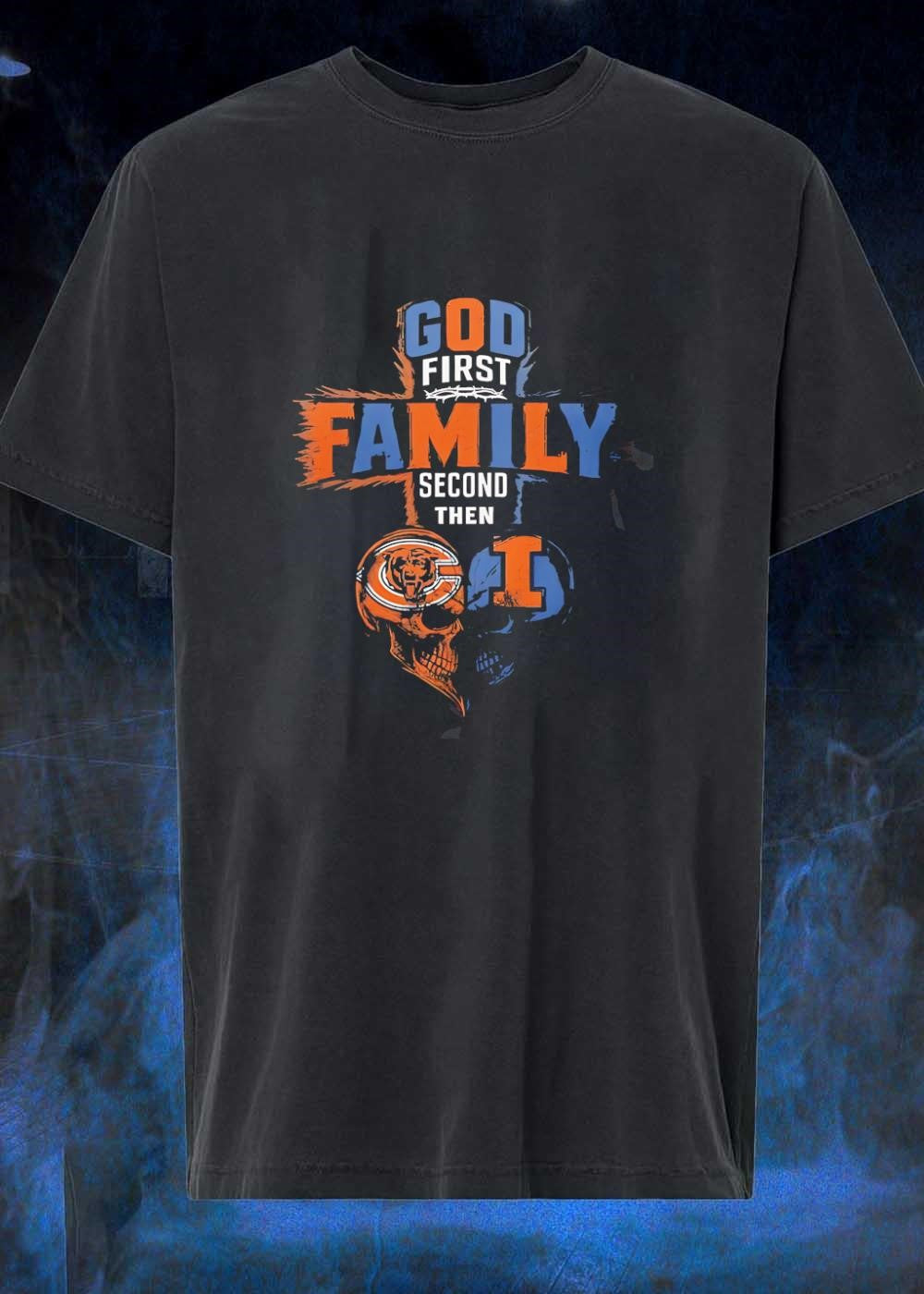 God First Family Second Then Bears Illinois Skull shirt