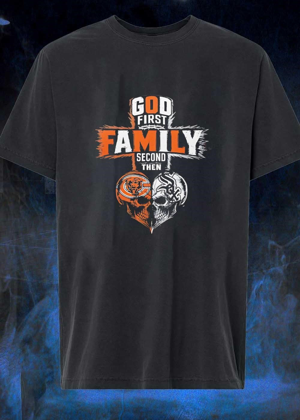 God First Family Second Then Bears White Sox Skull shirt