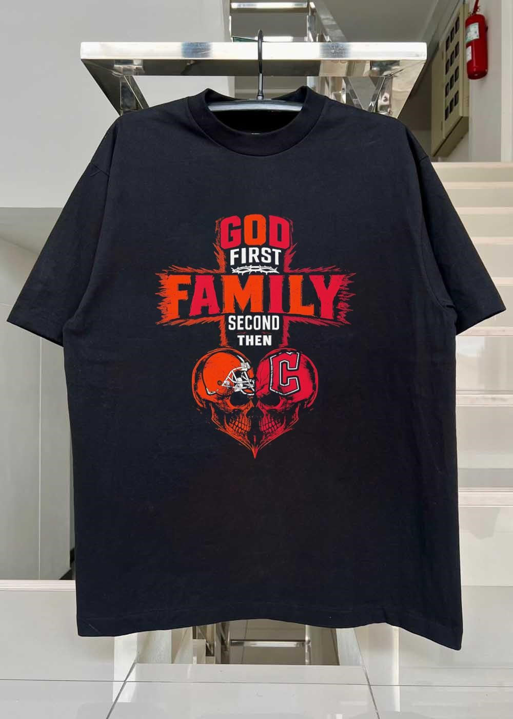 God First Family Second Then Cleveland Browns And Cleveland Guardians Skull shirt