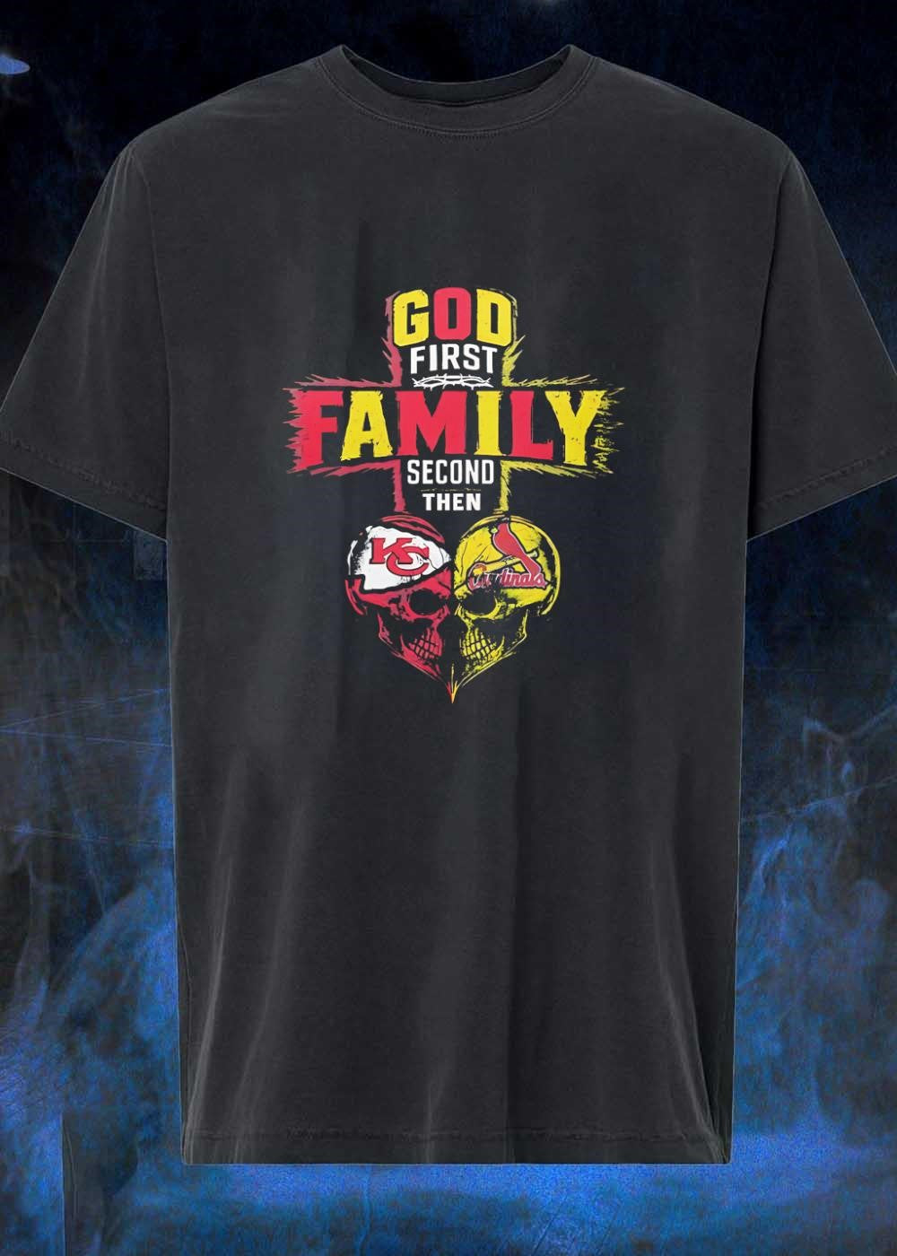 God First Family Second Then Kansas City Chiefs Arizona Cardinals Skull shirt