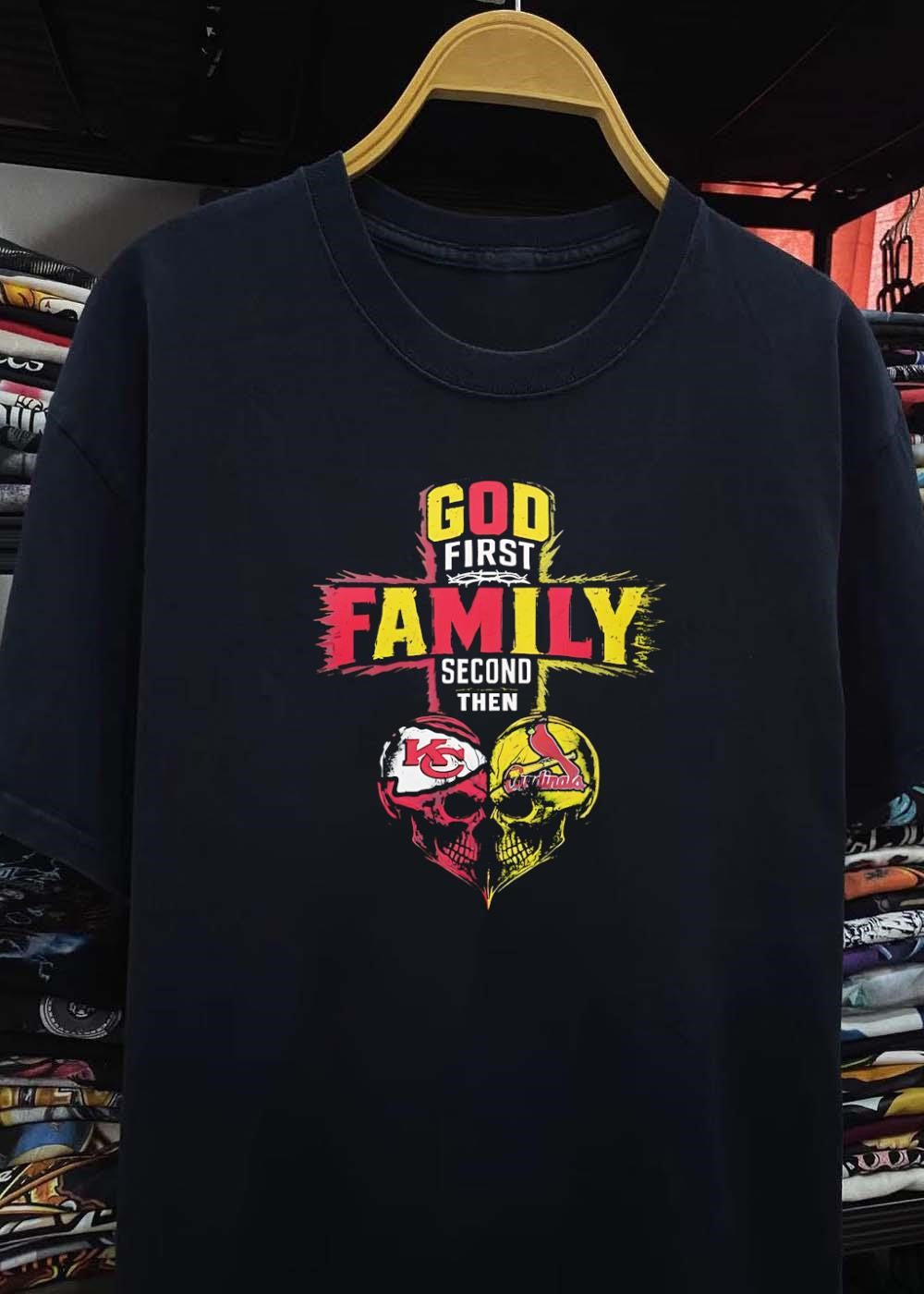 God First Family Second Then Kansas City Chiefs Arizona Cardinals Skull shirt