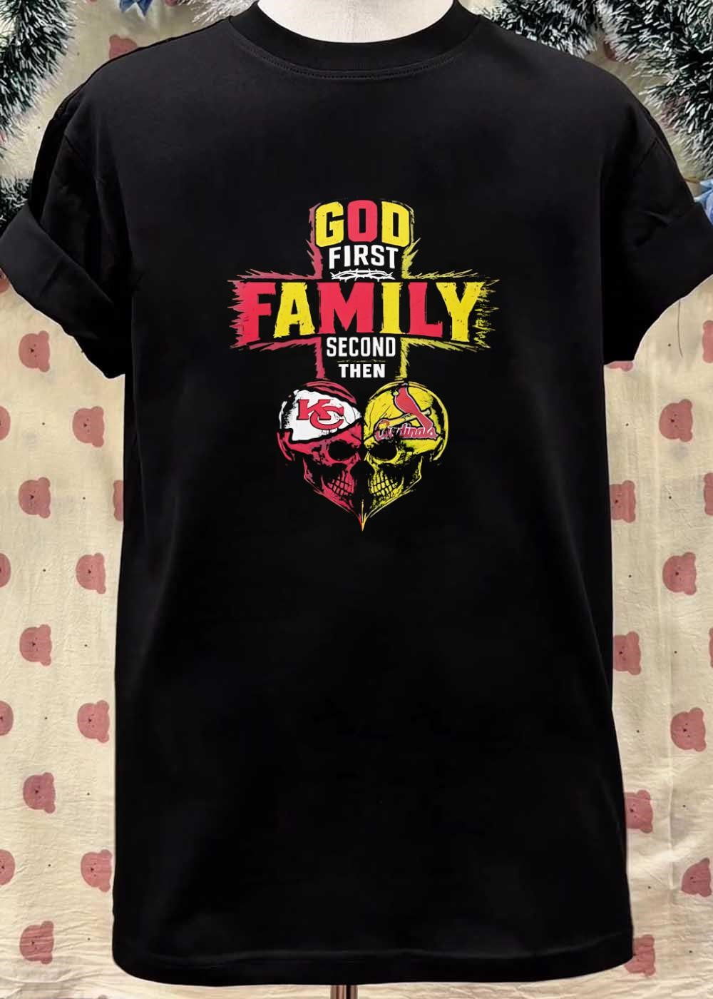 God First Family Second Then Kansas City Chiefs Arizona Cardinals Skull shirt