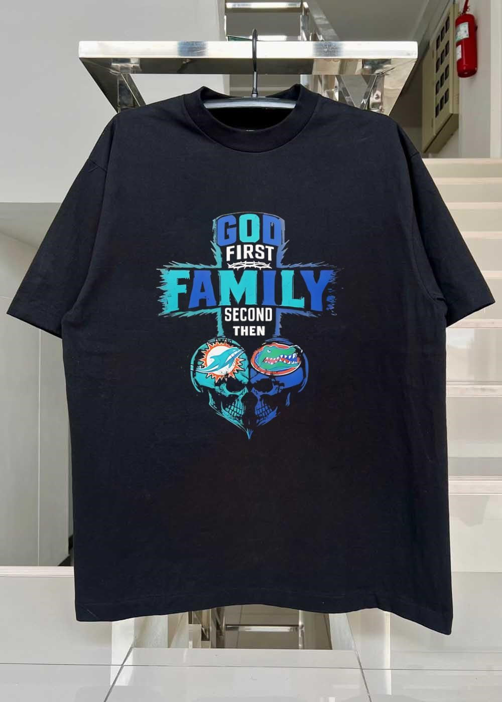 God First Family Second Then Miami Dolphins Florida Gators Skull shirt