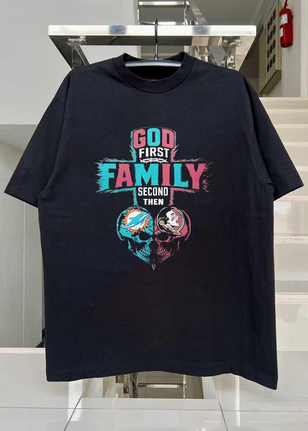 God First Family Second Then Miami Dolphins Florida State Seminoles Skull shirt