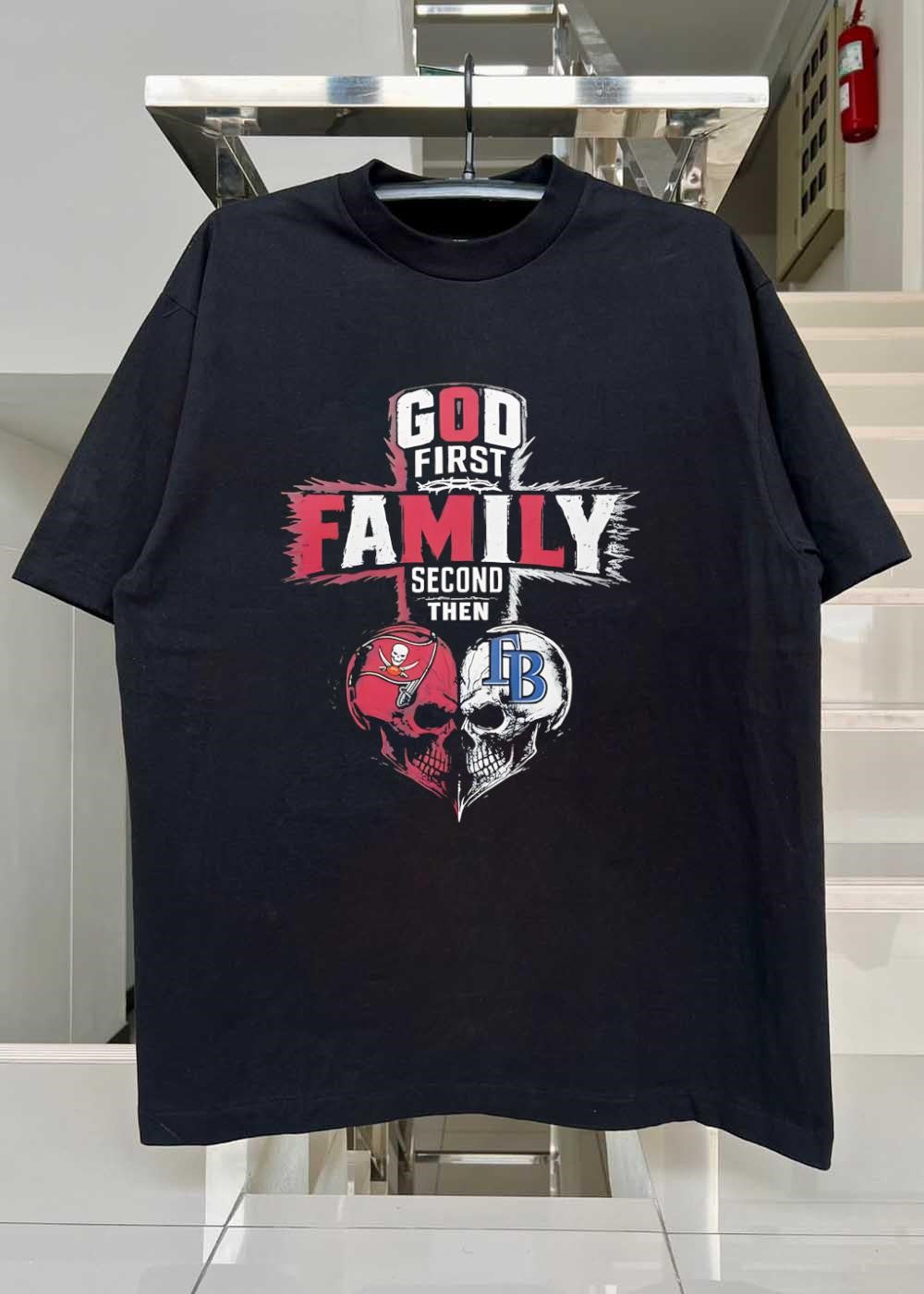 God First Family Second Then Tampa Bay Buccaneers And Tampa Bay Rays Skull shirt