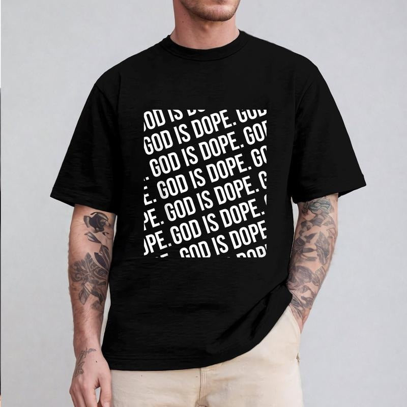 God Is Dope T-Shirt Pure Cotton Casual Style Crew Neck Short Sleeve T-Shirt Tops Trendy for Unisex Hoodie, Sweatshirt