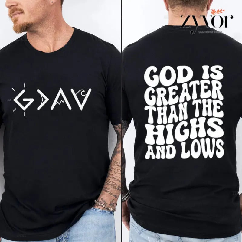 God Is Greater Than the Highs and Lows Tee Pure Cotton Casual Style Crew Neck Short Sleeve T-Shirt Tops Trendy for Women...