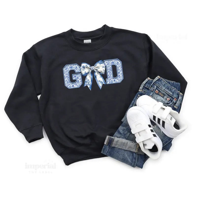 God Youth Sweatshirt and Kid's Comfort Colors T-Shirt, Christian Youth Crewneck, Faith-Based Kids Pullover, Religious...