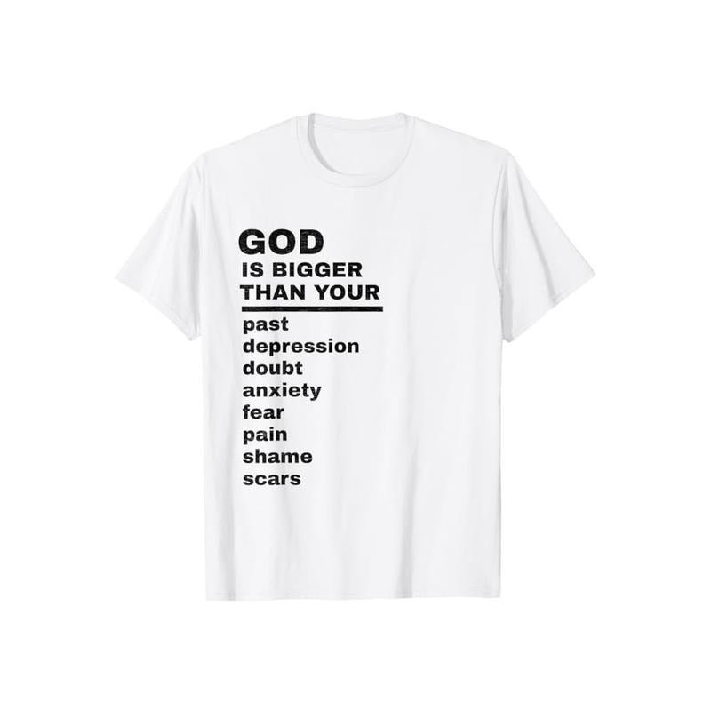 God is Bigger Than Your Past Faith Tee Pure Cotton Casual Street Style Crew Neck Short Sleeve T-Shirt Tops Trendy For...