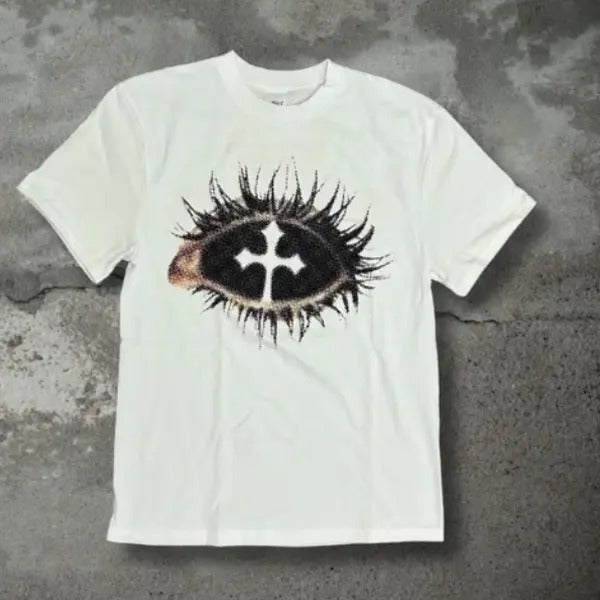 God's Eyes T-Shirt, Retro casual trend street T-shirt Men Y2k 2024 summer short sleeve Goth Harajuku shirt Menswear Top...