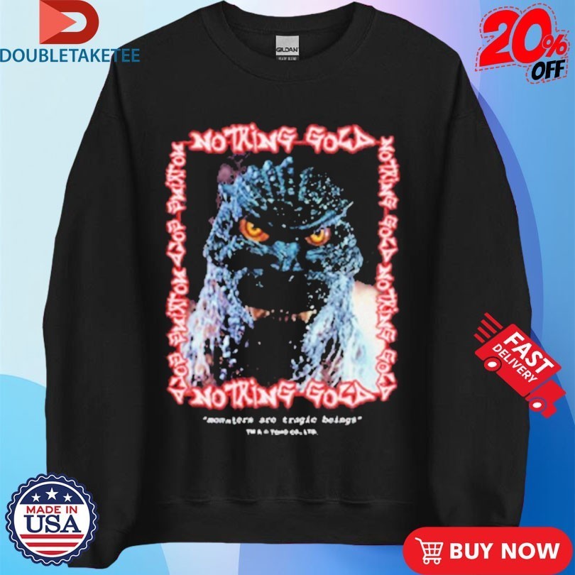 Godzilla X Nothing Gold Pop Up Cartoon Face Shirts