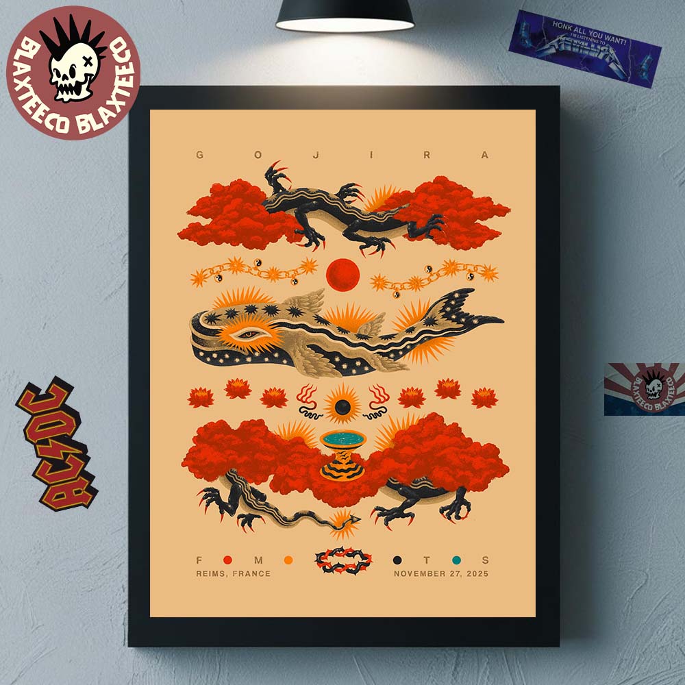 Gojira Reims France 2025 Event Poster At Reims Arena On November 27 2025 French Tour Poster Canvas
