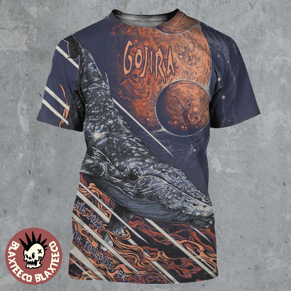 Gojira Toulouse France 2025 Venue Poster At Zenith On December 4 2025 Space Whale Art All Over Print Shirt