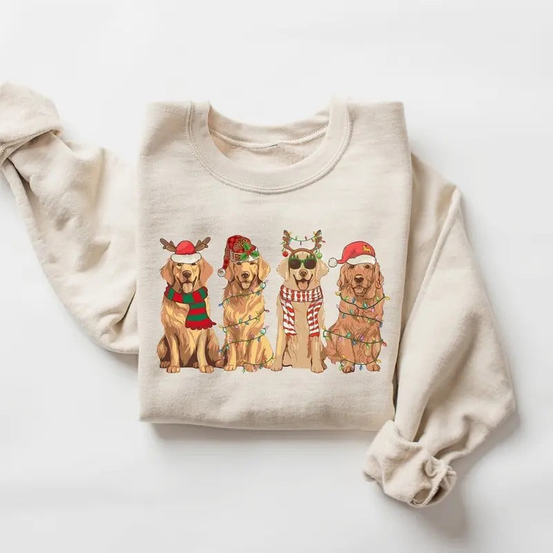 Golden Retriever Christmas Sweatshirt, Dog Christmas Sweater, Golden Mom Shirt, Dog Lover Shirt, Holiday Sweater, New...