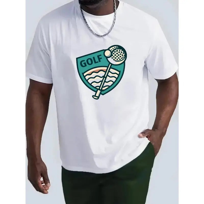 Golf Print T Shirt, Tees For Men, Casual Short Sleeve T-shirt For Summer Made in USA Hoodie, Sweatshirt | UrbanDripWear.com